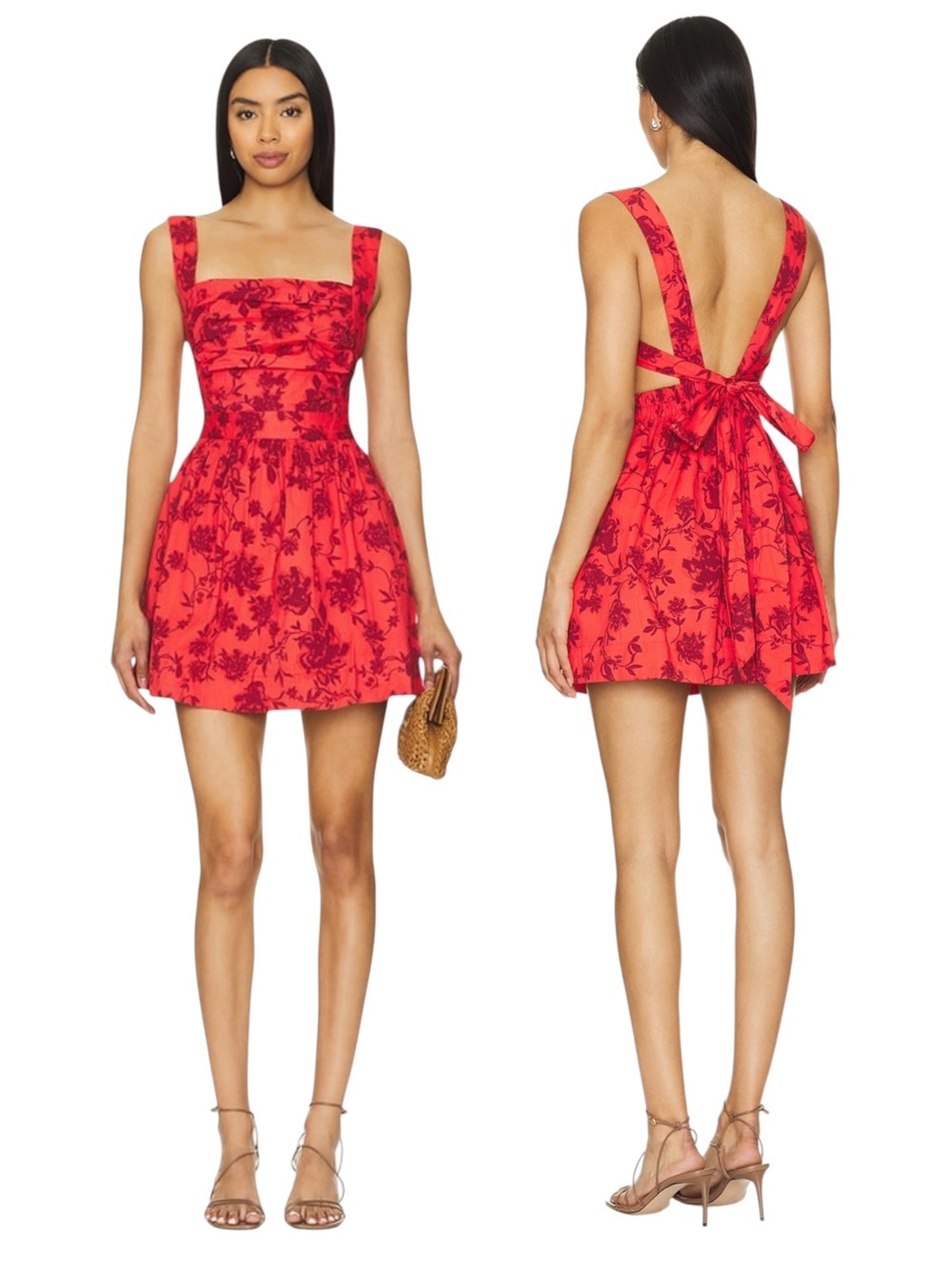 Free People Red Floral Mini Dress